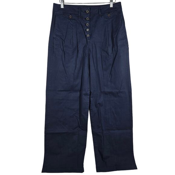 J. Crew Pleated button-front pant in chino Navy 12 NWT - Picture 1 of 10